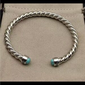 David Yurman Silver and Turquoise 6mm Bracelet